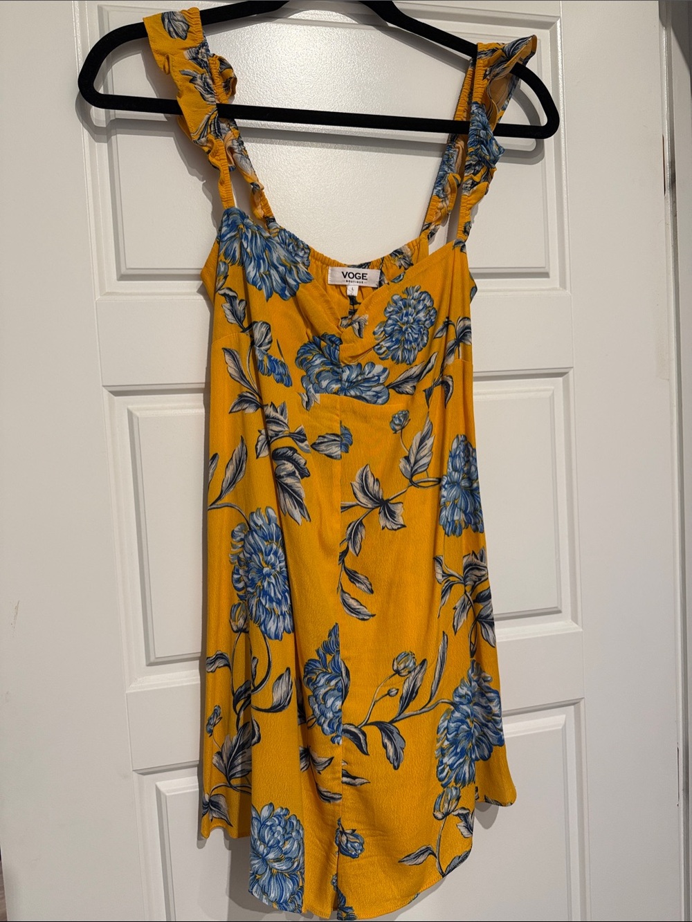 Yellow Floral Ruffle-Shoulder Jumpsuit